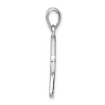 Sterling Silver Rhodium-plated White Lab Created Opal Cross Pendant - Image 2