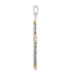 Sterling Silver w/14k White Topaz On Bail Antiqued Cross Pendant - Image 2