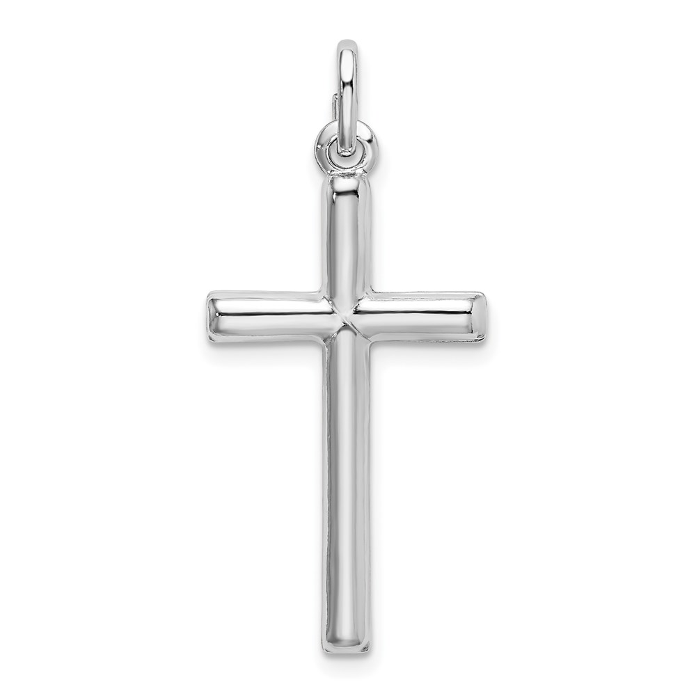 QC9064.jpg Sterling Silver Rhodium Plated Polished Cross Charm - Image 1