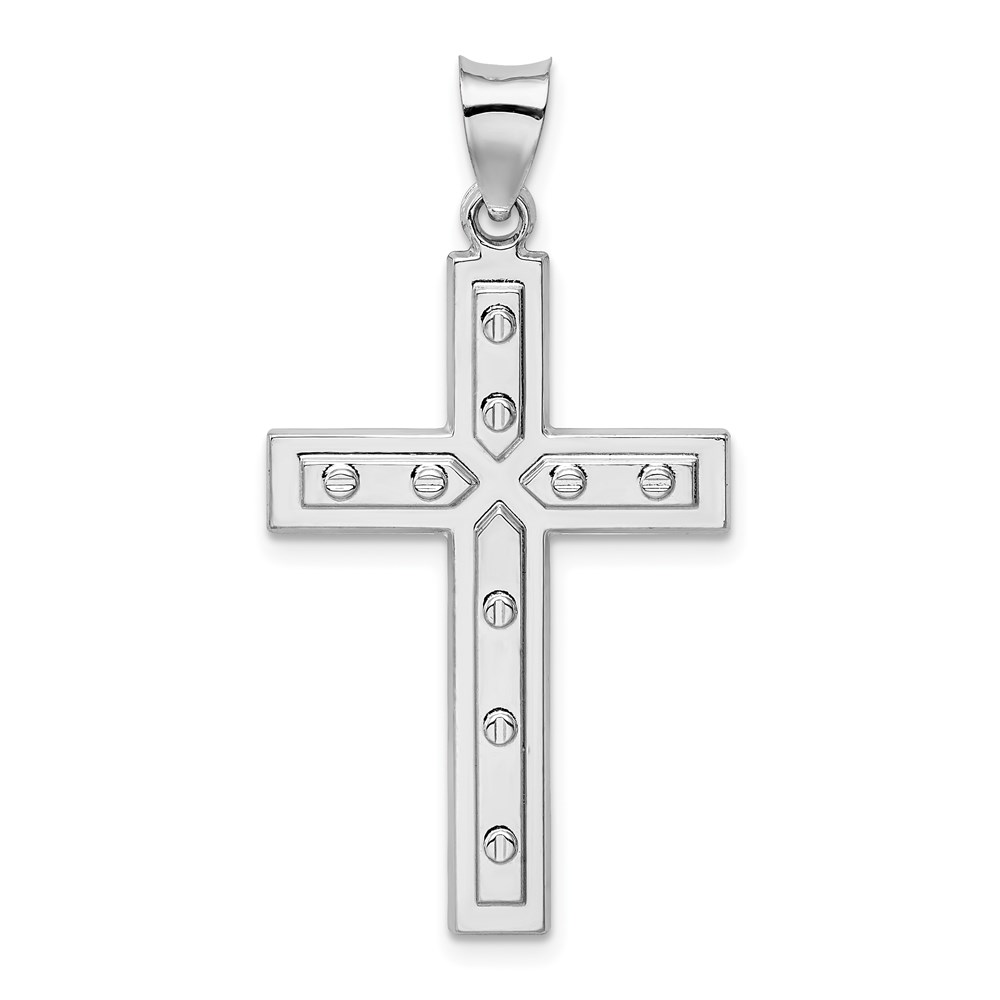 QC9074.jpg Sterling Silver Rhodium-plated Satin & Polished Latin Cross Pendant - Image 1