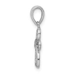 Sterling Silver Rhodium-plated Enamel & Glitter Fabric Cross Pendant - Image 2