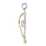 Sterling Silver Rhodium & Gold-tone Polished w/CZ Cross Pendant - Image 2