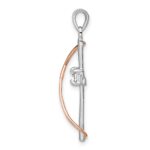 Sterling Silver Rhodium & Rose-tone Polished CZ Cross Pendant - Image 2