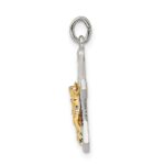 Sterling Silver & Gold-plated Polished Satin & D/C Crucifix Pendant - Image 2