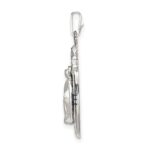 Sterling Silver Satin & D/C Epoxy & Crystal Miraculous Medal Pendant - Image 2