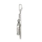 Sterling Silver White Epoxy & Crystal Miraculous Medal Pendant - Image 2