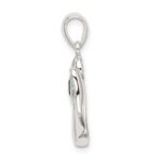 Sterling Silver Angel w/Dark Green CZ Heart Pendant - Image 2
