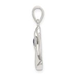 Sterling Silver Angel w/Dark Blue CZ Heart Pendant - Image 2