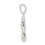 Sterling Silver Angel w/Light Blue CZ Heart Pendant - Image 2
