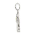 Sterling Silver Angel w/Light Green CZ Heart Pendant - Image 2