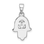 Sterling Silver Rhodium Enamel Glitter Fabric Glass Stone Hamseh Pendant - Image 3