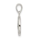 Sterling Silver Glitter Enamel Letter F Initial Circle Pendant - Image 2