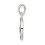 Sterling Silver Glitter Enamel Letter H Initial Circle Pendant - Image 2