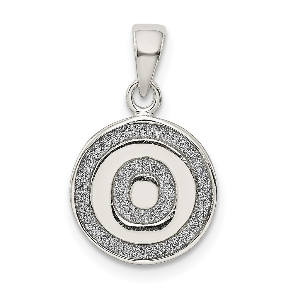 QC9180O.jpg Sterling Silver Glitter Enamel Letter O Inital Circle Pendant - Image 1