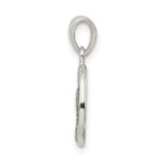 Sterling Silver Glitter Enamel Letter P Initial Circle Pendant - Image 2