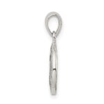 Sterling Silver Glitter Enamel Letter W Initial Circle Pendant - Image 2