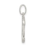 Sterling Silver Polished Glitter Enamel Letter J Initial Charm - Image 2