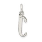 Sterling Silver Polished Glitter Enamel Letter J Initial Charm - Image 4