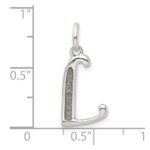 Sterling Silver Polished Glitter Enamel Letter L Initial Charm - Image 3