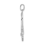 Sterling Silver Rhodium-plated Pink CZ Hope Awareness Ribbon Pendant - Image 2
