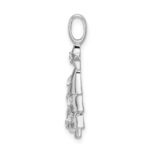 Sterling Silver Rhodium-plated CZ Christmas Tree Pendant - Image 2