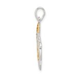 Sterling Silver & Gold-tone Enameled Filigree Dolphins Pendant - Image 2