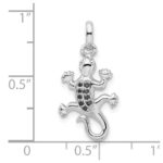 Sterling Silver Rhodium-plated Polished w/Black CZ Lizard Pendant - Image 4
