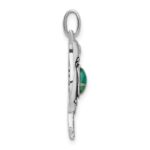 Sterling Silver Rhodium/Oxidized Recon. Turq/CZ Hummingbird Pendant - Image 2