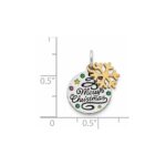Sterling Silver Gold Tone Enamel CZ Christmas Pendant - Image 3