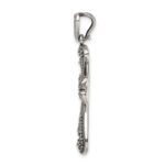 Sterling Silver Antiqued Marcasite and Garnet Cross Pendant - Image 2