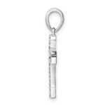 Sterling Silver Rhodium-plated Black and Clear CZ Cross Pendant - Image 2