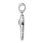 Sterling Silver Rhodium-plated Created Spinel & White CZ Hamsa Pendant - Image 2