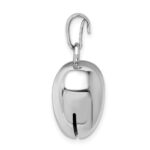 Sterling Silver Rhodium-plated Polished Bell inside Puffed Heart Pendant - Image 2