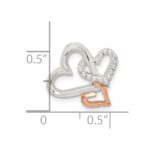 Sterling Silver Rhodium-plated & Rose Tone Heart Chain Slide - Image 4