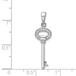 Sterling Silver Rhodium-Plated CZ Key Pendant - Image 4