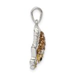 Sterling Silver Rhod-pltd Brown Preciosa Crystal Hedgehog Pendant - Image 2