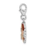 Sterling Silver Rhodium-plated Enameled Puppy w/Lobster Clasp Charm - Image 2