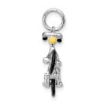 Sterling Silver Rhodium-plated Enameled Moveable Bicycle Pendant - Image 2