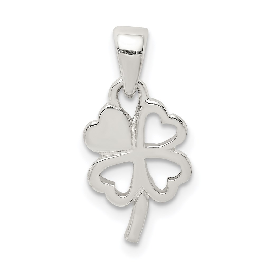 QC9550.jpg Sterling Silver Polished Clover Pendant - Image 1
