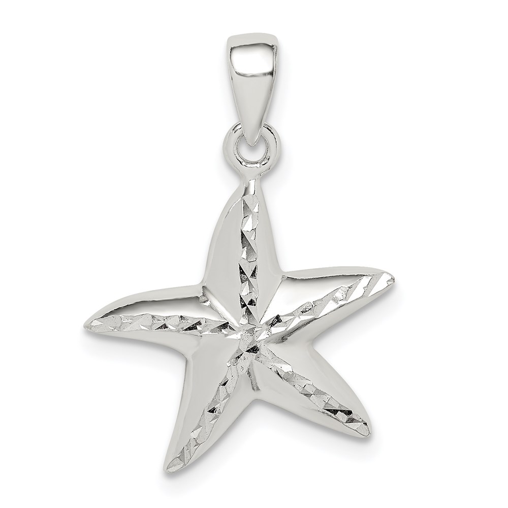 QC9574.jpg Sterling Silver Diamond Cut Star Fish Pendant - Image 1