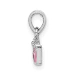Sterling Silver RH-plated Pink Enameled Heart Crown Children's Pendant - Image 2