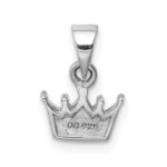 Sterling Silver RH-plated Pink Enameled Heart Crown Children's Pendant - Image 3