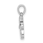 Sterling Silver RH-plated Polished White Enameled Cat Children's Pendant - Image 2