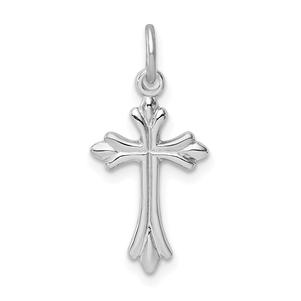 QC9696.jpg Sterling Silver Platinum-plated Polished Cross Pendant - Image 1