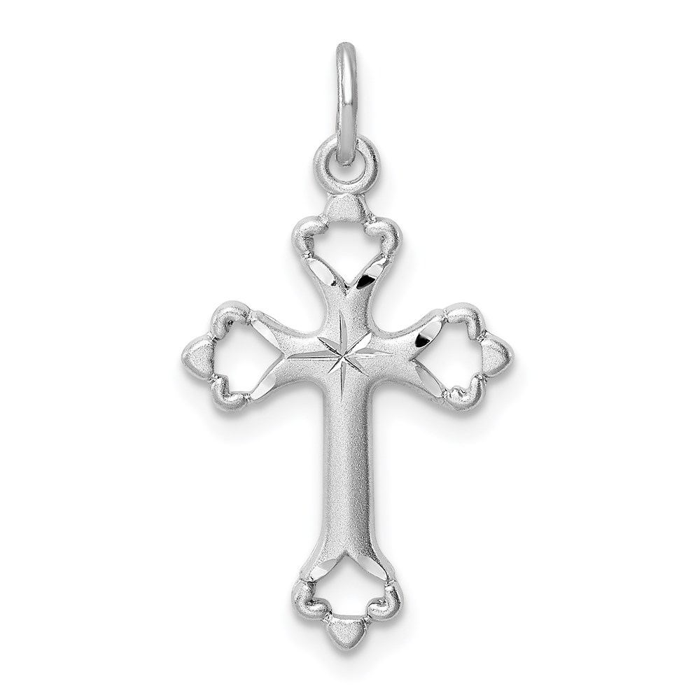 QC9698.jpg Sterling Silver Platinum-plated Diamond-Cut Cross Pendant - Image 1