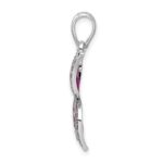 De-Ani Sterling Silver Rhodium-Plated Polished Enameled Purple Butterfly Pendant - Image 2