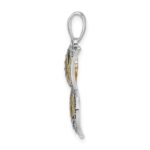 De-Ani Sterling Silver Rhodium-Plated Polished Enameled Yellow Butterfly Pendant - Image 2