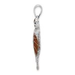De-Ani Sterling Silver Rhodium-Plated Polished Enameled Brown Sea Turtle Pendant - Image 2