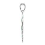 De-Ani Sterling Silver Rhodium-Plated Polished Enameled 4-Leaf Clover Pendant - Image 2