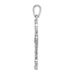 De-Ani Sterling Silver Rhodium-Plated Polished Enameled Fleur de Lis Cross Pendant - Image 2